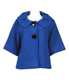 Portrait Collar Wool-Blend Jacket in Blue