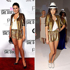 Sophia Bush Wearing Nonoo Spring 2012 Gold Sequin Suit Sophia Bush Wearing Nonoo Spring 2012 Gold Sequin Suit