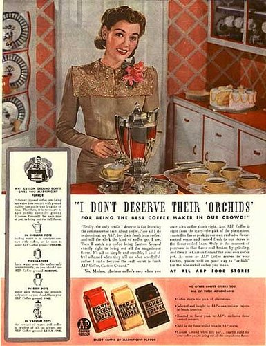 What a cheater! Can you believe she uses a coffeemaker for social gatherings instead of making it from scratch?
What a cheater! Can you believe she uses a coffeemaker for social gatherings instead of making it from scratch?