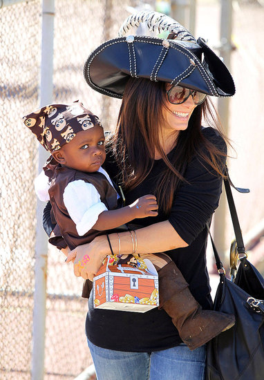 Sandra Bullock and Louis donned pirate gear for a Halloween party in LA. Sandra Bullock and Louis donned pirate gear for a Halloween party in LA.