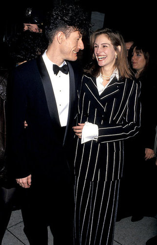 Julia Roberts smiled in a black and white striped suit at the New York Film Festival in 1993 with then-husband Lyle Lovett.
Julia Roberts smiled in a black and white striped suit at the New York Film Festival in 1993 with then-husband Lyle Lovett.