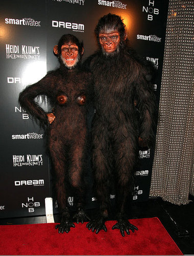 Showing off her second costume, Heidi Klum joined hubby Seal in a seriously life-like monkey costume in 2011.
Showing off her second costume, Heidi Klum joined hubby Seal in a seriously life-like monkey costume in 2011.