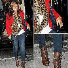 Pregnant Beyoncé Wearing Leopard Print and Red November 2011 Pregnant Beyoncé Wearing Leopard Print and Red November 2011