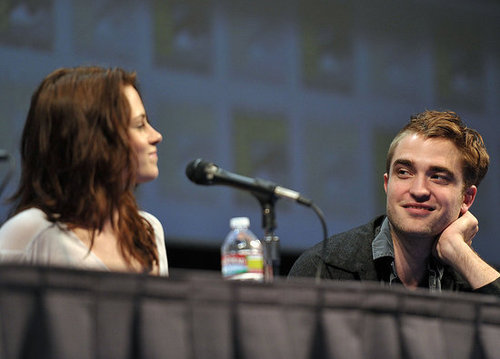 Robert Pattinson and Kristen Stewart spoke together at a Breaking Dawn Part 1 panel in San Diego during Comic-Con in July 2011.
Robert Pattinson and Kristen Stewart spoke together at a Breaking Dawn Part 1 panel in San Diego during Comic-Con in July 2011.