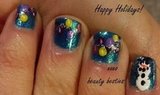 DIY Snowman and holiday light nail art