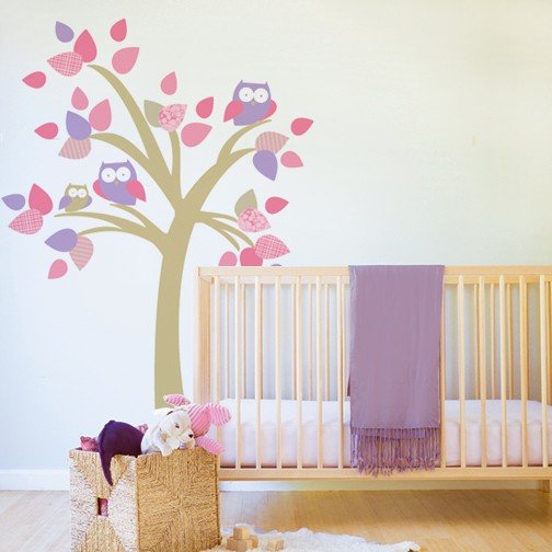 Tree With Owls Fabric Decal ($78) Tree With Owls Fabric Decal ($78)