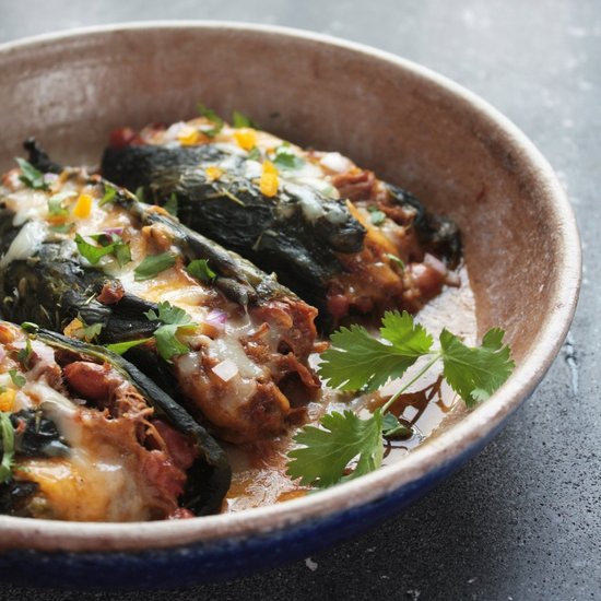Roasted Poblanos Stuffed w/ Pulled Pork Chili Verde