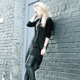 Black Wedges and Leather Pants Street Style