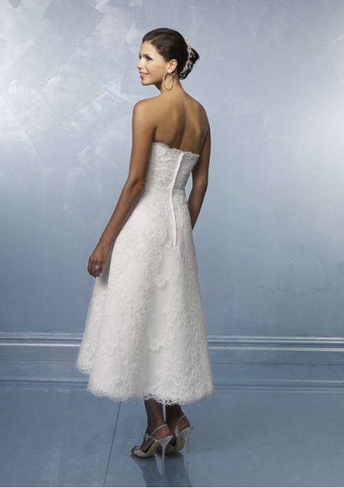 Strapless tea length wedding dress set the amazing organza in aline short