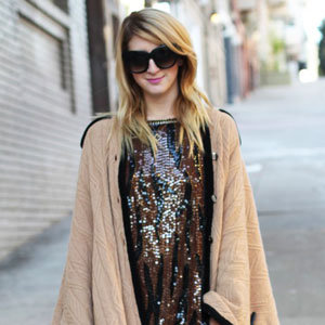 Ponchos and Sequin Tops Street Style