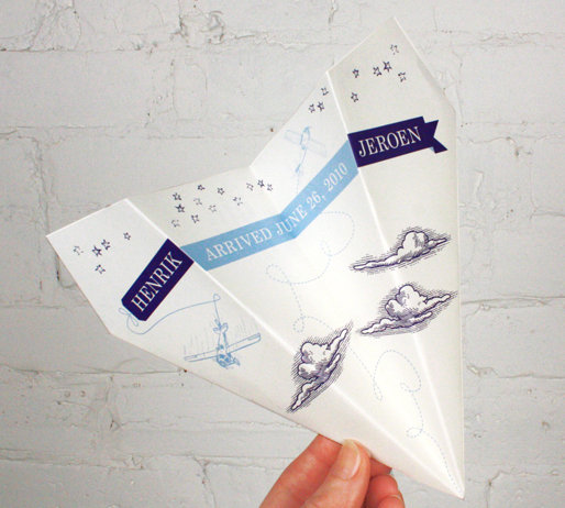 Paper Airplane Birth Announcement