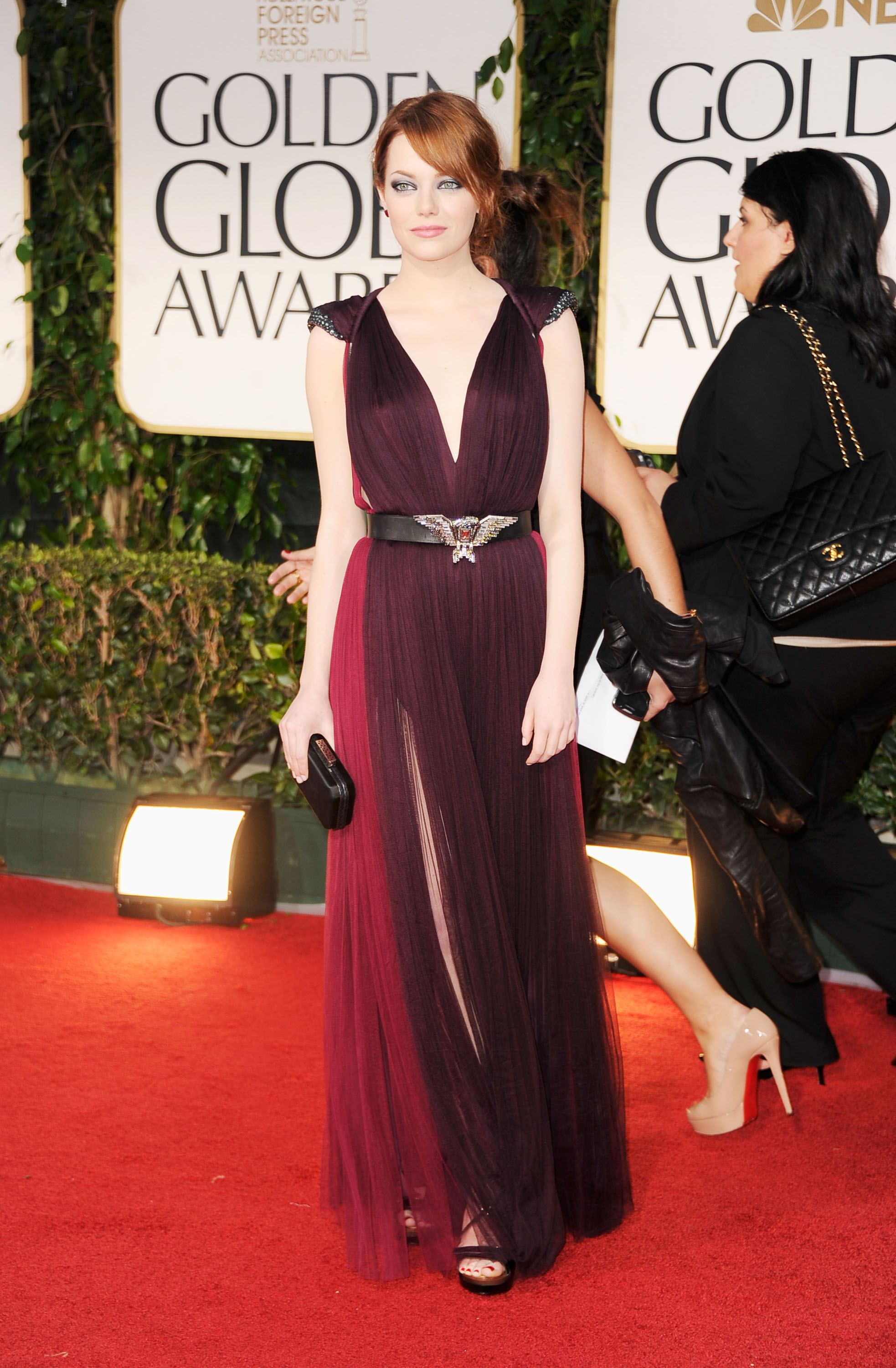 Emma Stone at the Golden Globes. Emma Stone at the Golden Globes.