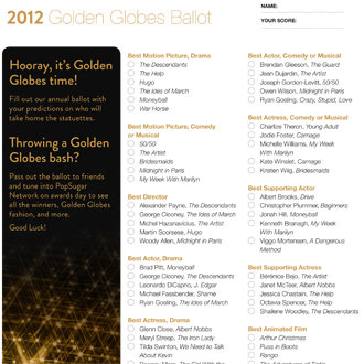 Printable Golden Globe Awards Ballot 2012