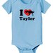 Personalized Valentine's day dinosaur baby onesie