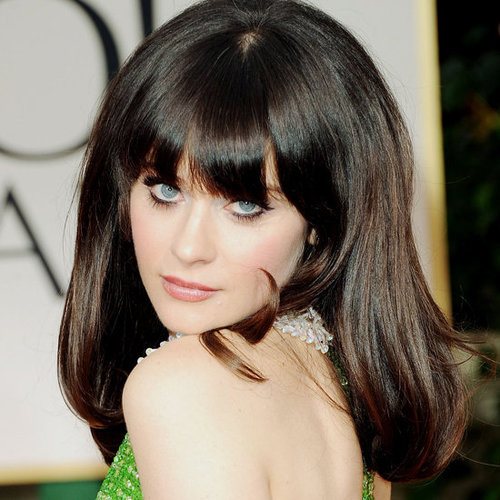 Zooey Deschanel's 2012 Golden Globes Hair and Makeup Look