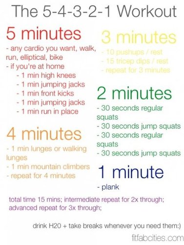 Printable 5-4-3-2-1 Workout…Cardio and Strength!
