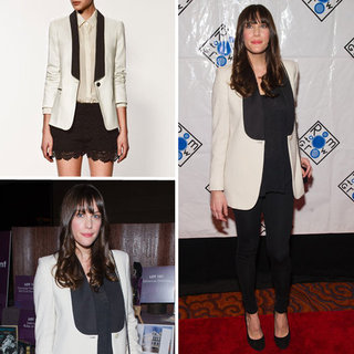 Liv Tyler at Room to Grow in White Tuxedo Blazer