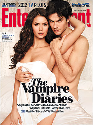 Nina Dobrev and Ian Somerhalder on the cover of Entertainment Weekly.
Nina Dobrev and Ian Somerhalder on the cover of Entertainment Weekly.
