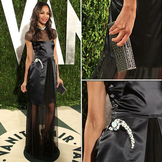 Zoe Saldana Wears Sheer Black Marios Schwab Dress to the Vanity Fair Oscars After Party: Do You Approve?