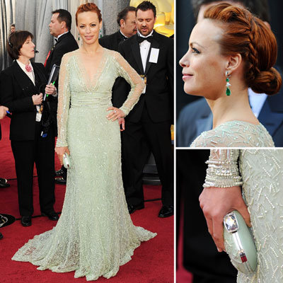 The Artist Star Berenice Bejo Wears Mint, Long Sleeved Elie Saab Gown at the 2012 Oscars: Love It?