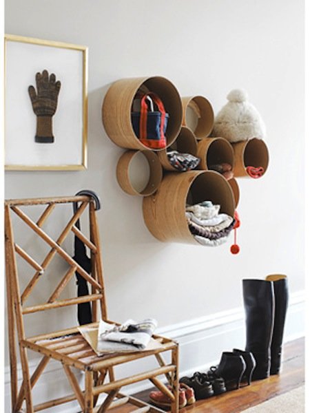 Cardboard tubes and contact paper are used to create this sculptural shelf unit.
Source: Country Living Magazine
Cardboard tubes and contact paper are used to create this sculptural shelf unit.
Source: Country Living Magazine