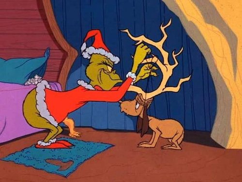 Max the dog reluctantly impersonates Santa's reindeer in the Grinch's dastardly anti-Christmas scheme against Whoville in How the Grinch Stole Christmas!.
Max the dog reluctantly impersonates Santa's reindeer in the Grinch's dastardly anti-Christmas scheme against Whoville in How the Grinch Stole Christmas!.