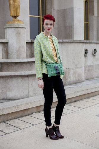 We love this bright green brocade blazer.
We love this bright green brocade blazer.
