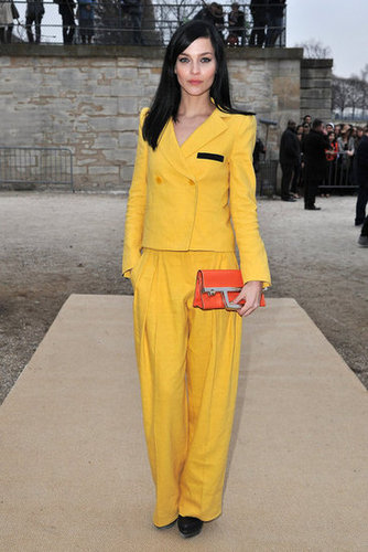 Leigh Lezark opted out of her usual black garb in favor of this bright yellow menswear-inspired suit at the Sonia Rykiel show.
Leigh Lezark opted out of her usual black garb in favor of this bright yellow menswear-inspired suit at the Sonia Rykiel show.