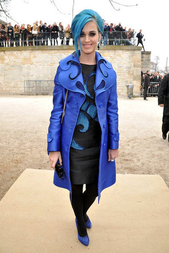 Katy Perry rocked an ultra-blue Viktor & Rolf outfit to the brand's show.
Katy Perry rocked an ultra-blue Viktor & Rolf outfit to the brand's show.