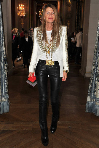 Anna Dello Russo went leather chic for Stella McCartney.
Anna Dello Russo went leather chic for Stella McCartney.