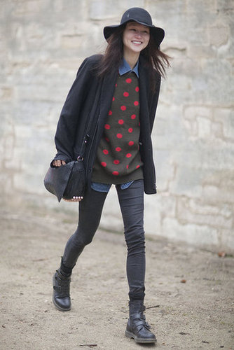 Polka dots give this dressed-down mix a sweet spin.
Polka dots give this dressed-down mix a sweet spin.