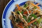 Seared Bean Sprouts with Orange Zest, Chicken and Bok Choy