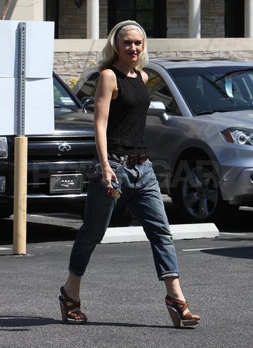 Gwen Stefani Pairs Boyfriend Jeans With Platforms