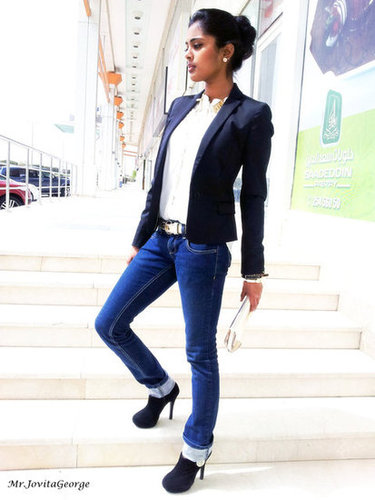 Denim and blazer