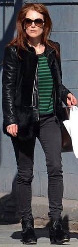 Julianne Moore Plays Up Her Red Locks in Green and Black