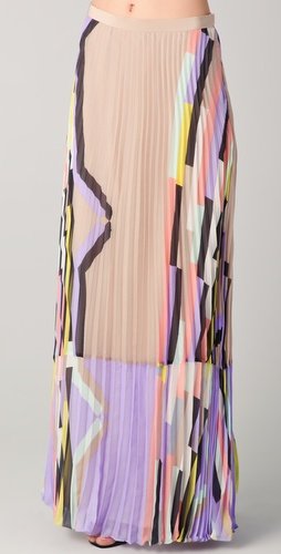 Tibi Arizona Print Pleated Maxi Skirt