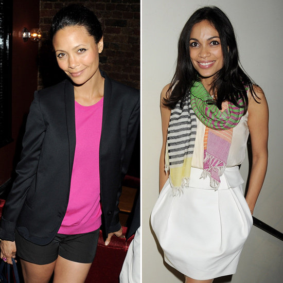 Rosario Dawson Colorful Striped Scarf Rosario Dawson Colorful Striped Scarf
