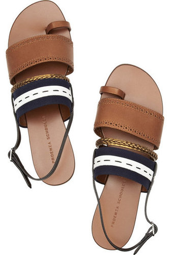 Proenza Schouler | Leather and canvas sandals | NET-A-PORTER.COM