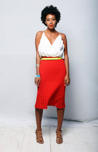 It's a fact: Solange knows how mix so-called plain pieces and make them into one hot ensemble. She tucked a low-cut white tank into a fire-engine-red pleated skirt and cinched the look with a yellow belt during the 2012 SXSW music festival. This is one color story we'd be happy to copy.
It's a fact: Solange knows how mix so-called plain pieces and make them into one hot ensemble. She tucked a low-cut white tank into a fire-engine-red pleated skirt and cinched the look with a yellow belt during the 2012 SXSW music festival. This is one color story we'd be happy to copy.