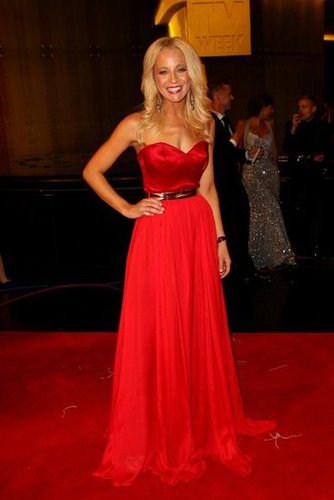 Pictures of Carrie Bickmore on the 2012 Logies Red Carpet in Red Strapless Dress Rate It or Hate It?