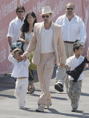 Brad Pitt held Pax and Maddox by the hands during an August 2008 trip to Venice.
Brad Pitt held Pax and Maddox by the hands during an August 2008 trip to Venice.