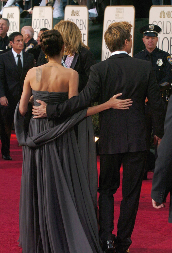 Angelina Jolie and Brad Pitt arrived together at the 2007 Golden Globe Awards in LA.
Angelina Jolie and Brad Pitt arrived together at the 2007 Golden Globe Awards in LA.