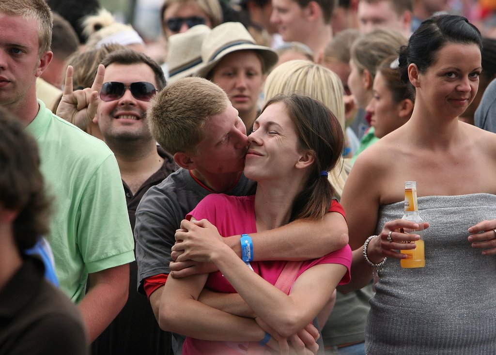 A couple enjoyed the tunes during the Isle of Wight Festival in the Isle of Wight, England.
A couple enjoyed the tunes during the Isle of Wight Festival in the Isle of Wight, England.
