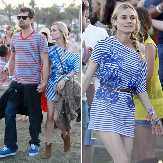 Diane Kruger Stripe Dress at Coachella 2012 Diane Kruger Stripe Dress at Coachella 2012