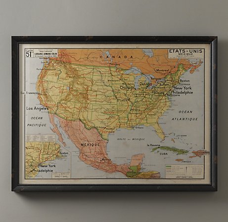 Restoration Hardware Vintage French USA Map ($269) Restoration Hardware Vintage French USA Map ($269)