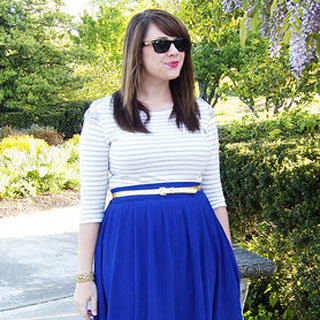 Blue Midi Skirt Street Style