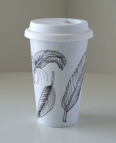 Ceramic Feather Coffee Tumbler Ceramic Feather Coffee Tumbler