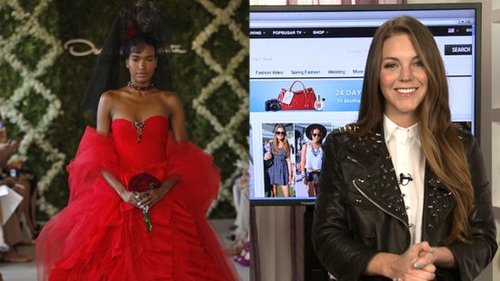 Would you wear a red wedding gown? The Bridal Fashion Week runways were rife with them.
Would you wear a red wedding gown? The Bridal Fashion Week runways were rife with them.