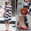 Taylor Swift Striped Dress April 2012