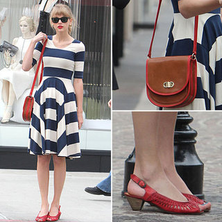 Taylor Swift Striped Dress April 2012